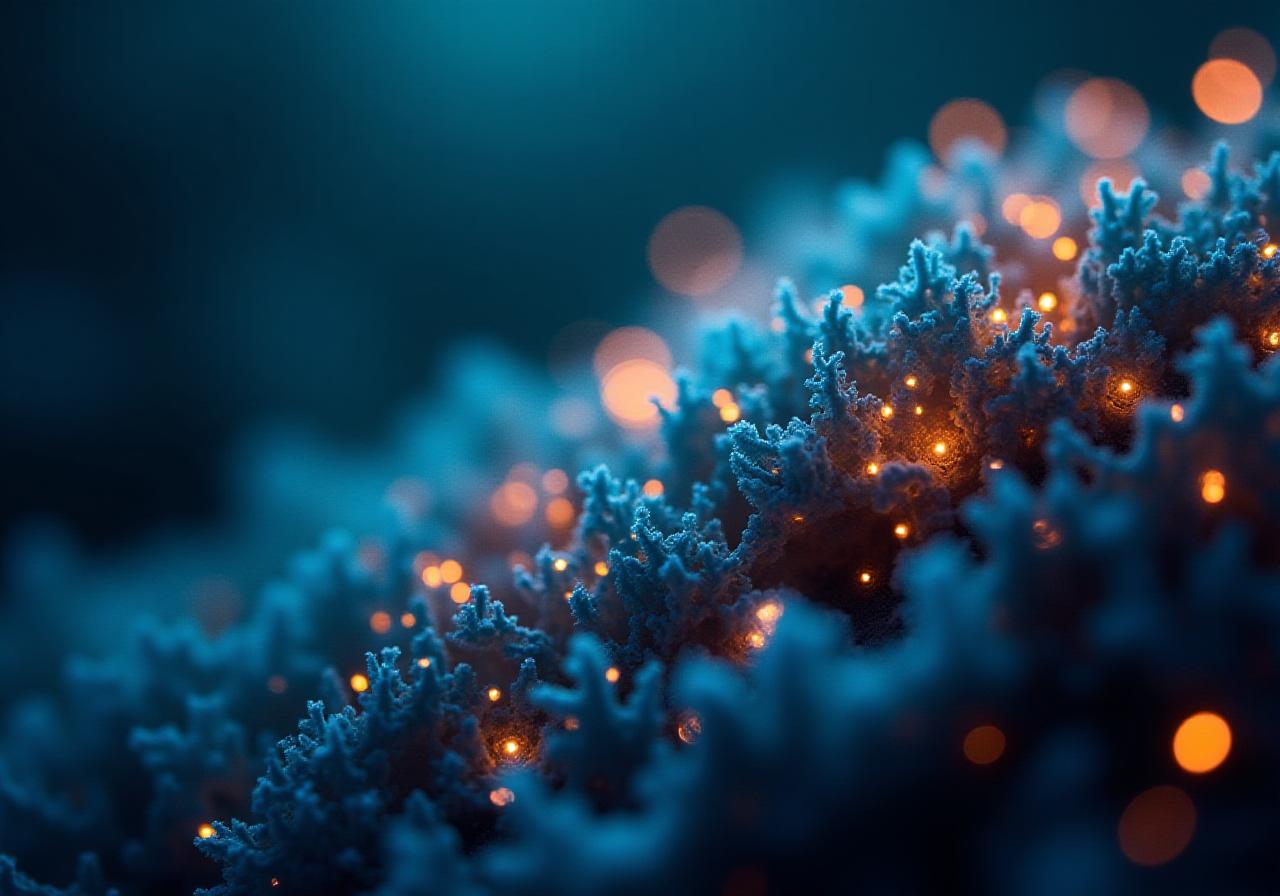 Abstract marine bioluminescence representing secure data flow